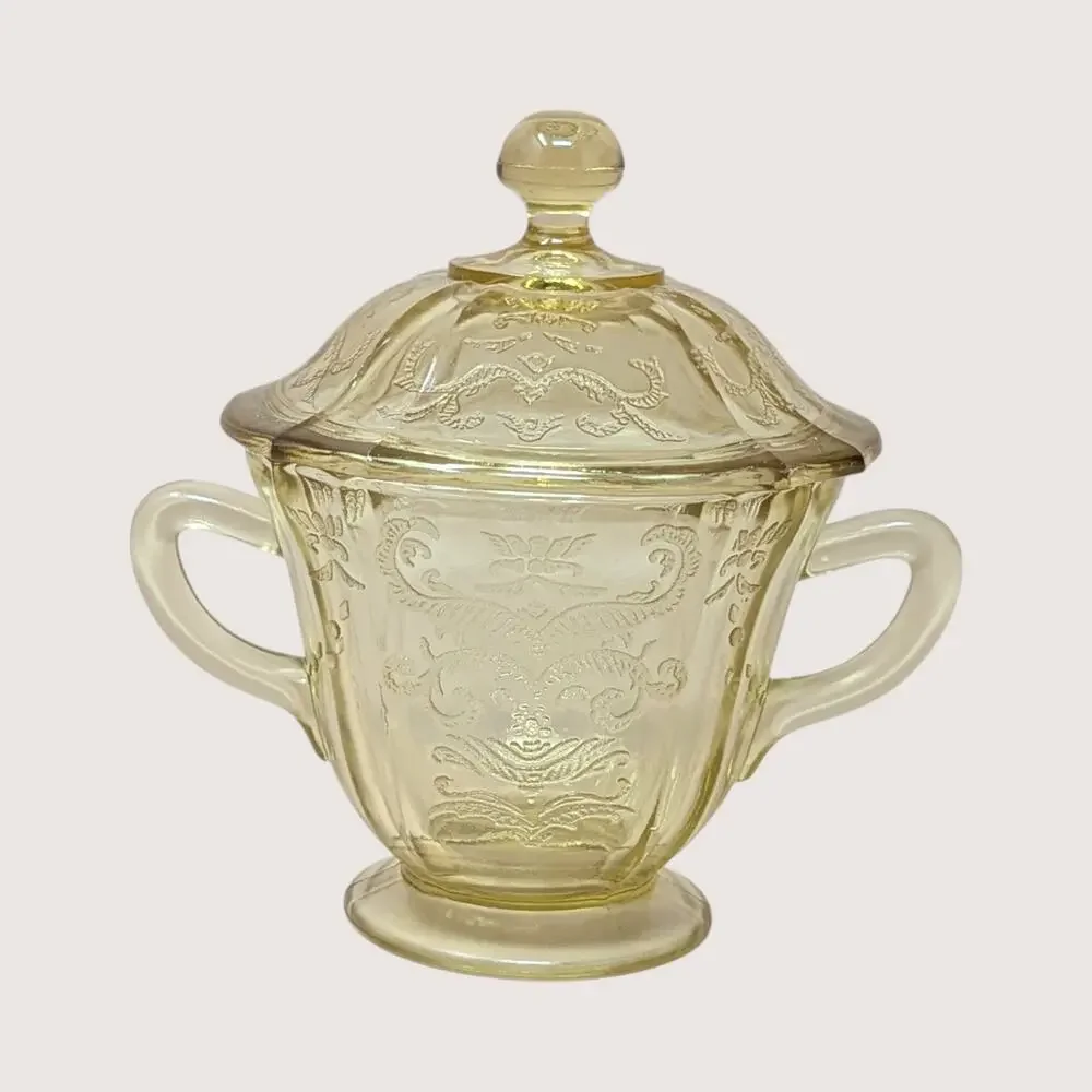 1930s Federal Glass Amber Madrid Creamer and Sugar Bowl